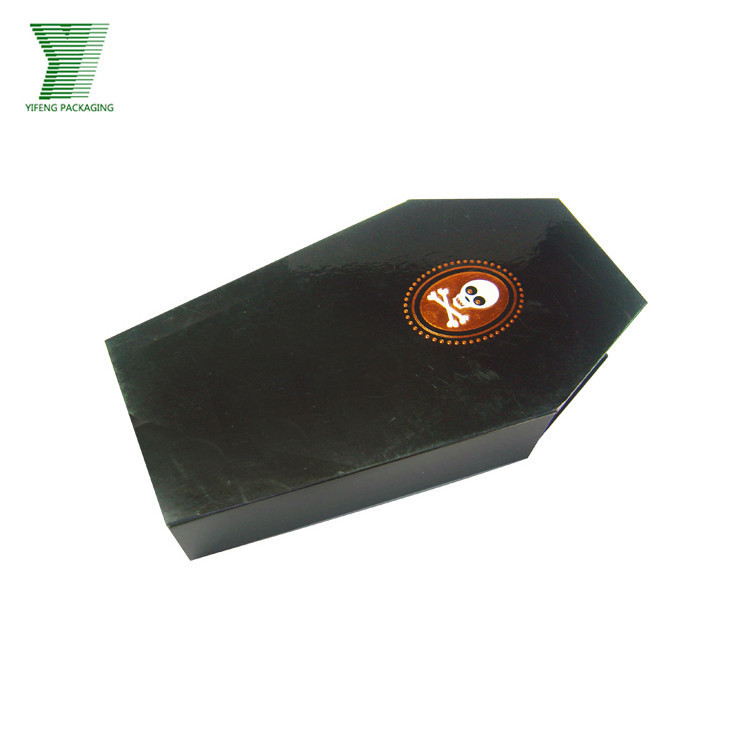 Glossy Black Coffin Shape Magnetic Box/Coffin Paper Box