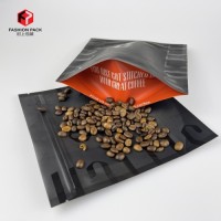 Custom Printed Stand up Bag with Resealable Zip lock for Coffee Tea Bag Packaging Black Matte UV Partly Varnish Pouch