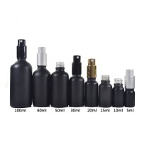 New style 15ml 30ml 50ml 100ml cosmetic frosted black skin care glass bottle with lotion pump cap