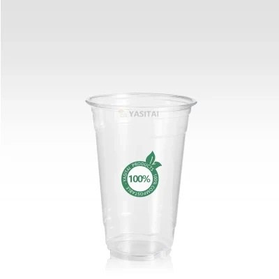 Custom Logo Printing Eco Friendly Compostable Clear Pet Cold Drink Cup Disposable Biodegradable PLA Cups Plastic