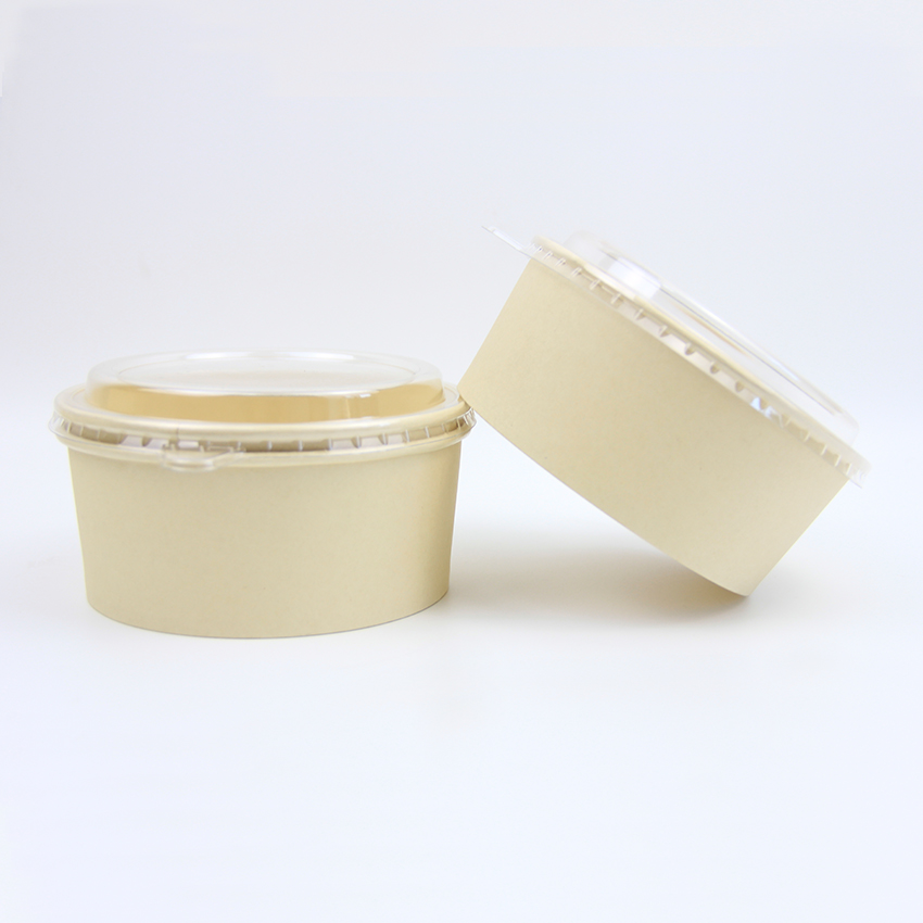 Disposable Paper Bowl Biodegradable Bamboo Pulp Paper Bowl For Salad With Lid