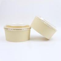 Disposable Paper Bowl Biodegradable Bamboo Pulp Paper Bowl For Salad With Lid