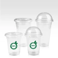 Custom Compostable Transparent Cups Biodegradable Plastic PLA Cups with PLA Lid