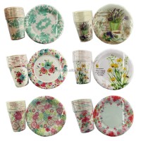 wholesale craft supplies fashionable polka dots printing disposable tableware set paper plates