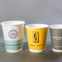 Custom printed logo single wall paper coffee cup disposable paper cups with lid