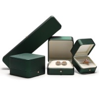 DIGU Dark Green Necklace Jewellery Box Custom Luxury leather Ring Packaging Gift Jewelry Box