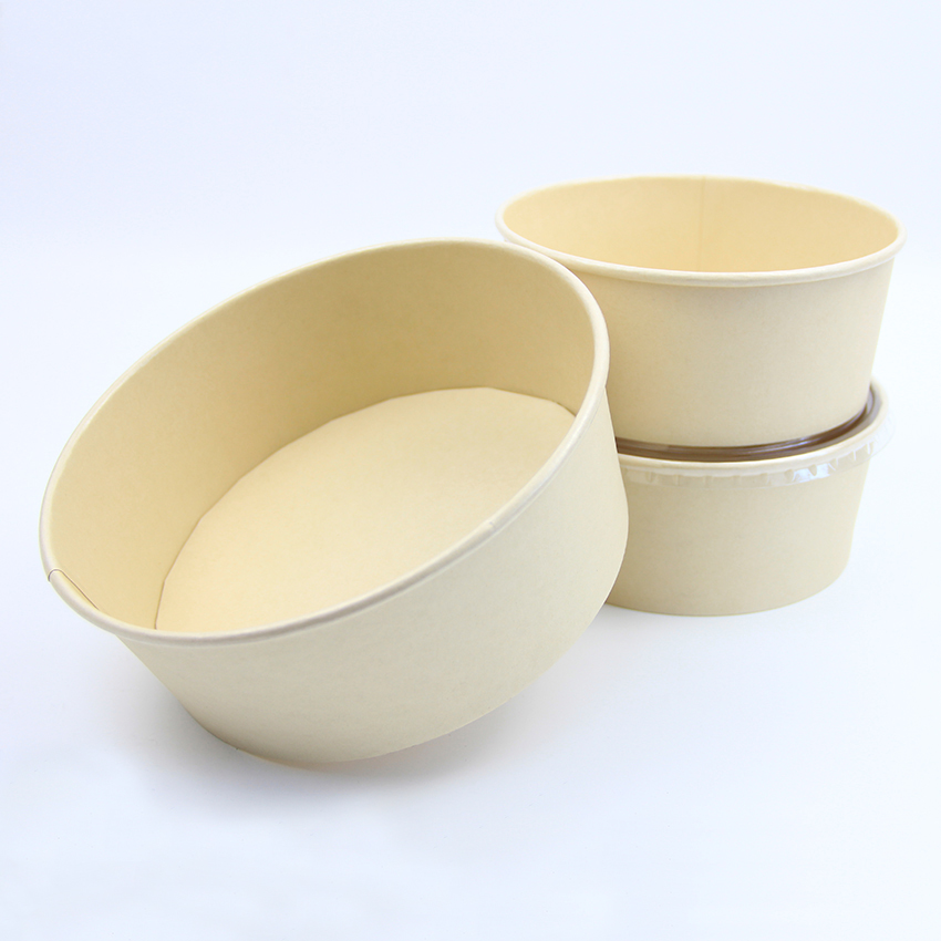 Disposable Paper Bowl Biodegradable Bamboo Pulp Paper Bowl For Salad With Lid