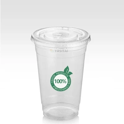 Custom Logo Printing Eco Friendly Compostable Clear Pet Cold Drink Cup Disposable Biodegradable PLA Cups Plastic