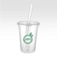 Custom Compostable Transparent Cups Biodegradable Plastic PLA Cups with PLA Lid