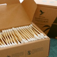 Accept OEM 200 Pcs Wooden Stick Bamboo Cotton EarBuds In a Kraft Box