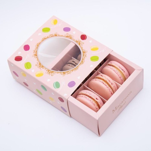 China Supplier Square Pvc Window Kraft Boxes With Lid Paper Macarons Rigid Macaron Packaging Box