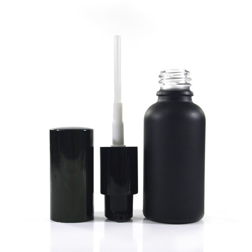 New style 15ml 30ml 50ml 100ml cosmetic frosted black skin care glass bottle with lotion pump cap