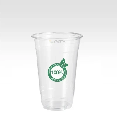 Custom Logo Printing Eco Friendly Compostable Clear Pet Cold Drink Cup Disposable Biodegradable PLA Cups Plastic