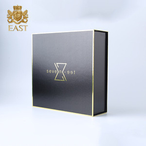 Eastbox. Custom Logo UV Printing Hot Stamp Wholesale Stock Black Flip Paper Packaging Box Perfume Box With EVA Insert