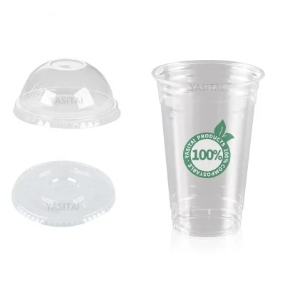 Compostable Bio PLA Clear Disposable PP Pet Cups Drinking Coffee Milk Tea Cup Biodegradable