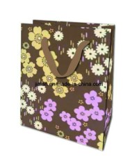 High Quality Flocking Paper Bag with Cotton Ribbon Handle