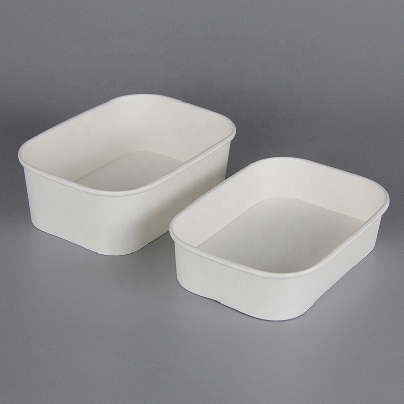 2021 New Arrivals 500ml 750ml 1000ml 1300ml Take Away Craft Paper Bowls Square Shape Bowls for Food And Salad Rice