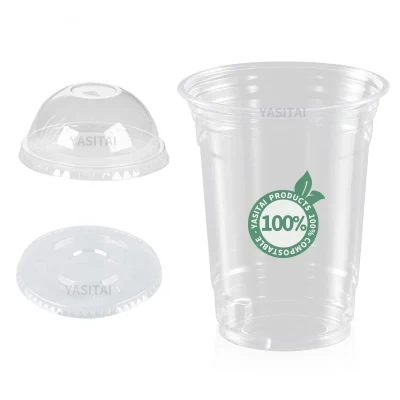 Compostable Bio PLA Clear Disposable PP Pet Cups Drinking Coffee Milk Tea Cup Biodegradable