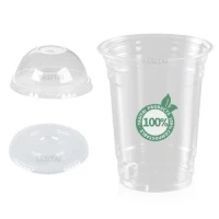 Compostable Bio PLA Clear Disposable PP Pet Cups Drinking Coffee Milk Tea Cup Biodegradable