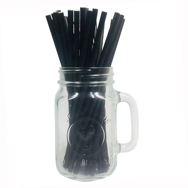 Free Sample Biodegradable ECO Friendly Black Paper Straw 6mm Cool Drinking Straw Black,1000 paper straws