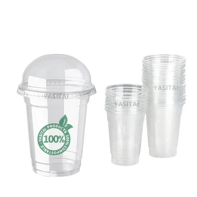 Factory Price Compostable Transparent Cups Biodegradable Plastic PLA Cups Custom Logo