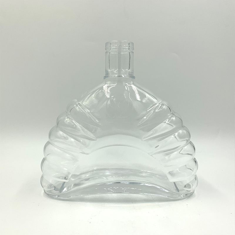 Kaimore 500ml Novel Design Stripe Clear Glass Bottle For Whisky Xo Brandy