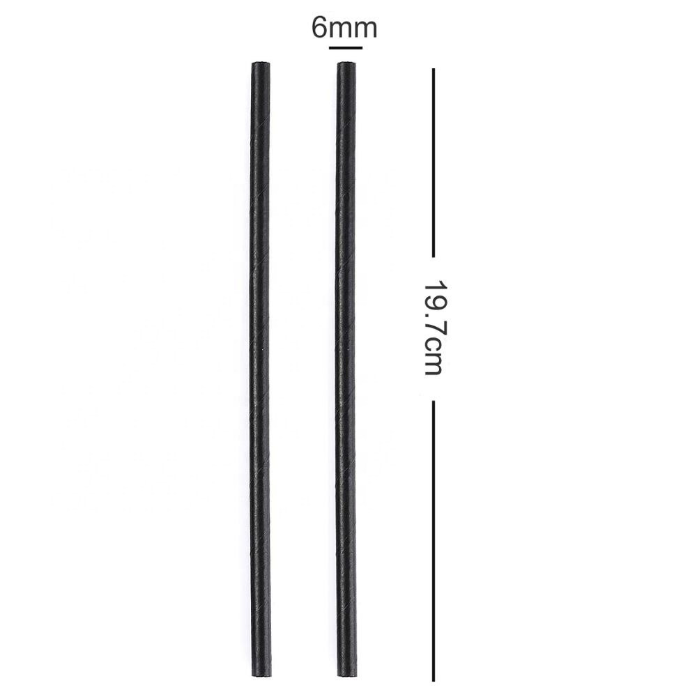 Free Sample Biodegradable ECO Friendly Black Paper Straw 6mm Cool Drinking Straw Black,1000 paper straws