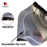 Custom Printed Stand up Bag with Resealable Zip lock for Coffee Tea Bag Packaging Black Matte UV Partly Varnish Pouch