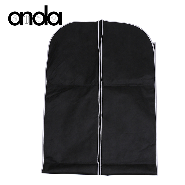 Custom garment bag luxury edge dustproof foldable portable garment packaging bag non woven garment suit bag clothes dust cover