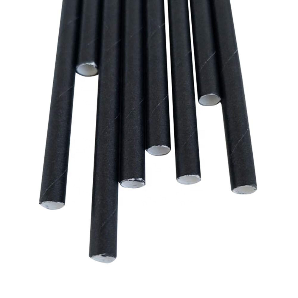 Free Sample Biodegradable ECO Friendly Black Paper Straw 6mm Cool Drinking Straw Black,1000 paper straws