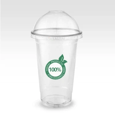 Custom Compostable Transparent Cups Biodegradable Plastic PLA Cups with PLA Lid