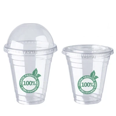 Factory Price Compostable Transparent Cups Biodegradable Plastic PLA Cups Custom Logo