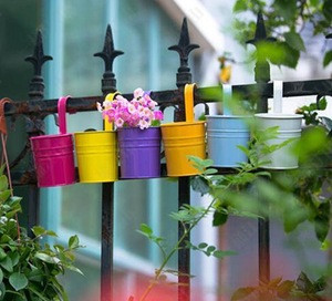 Galvanized small Meat plant pot Mini Hanging Garden bucket tin box Iron pots Flower metal Planter Garden Supplies